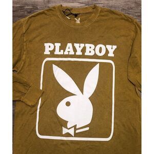 Playboy Nordstrom Brown Long sleeve Shirt Pullover Logo Cotton Unisex M‎ NEW